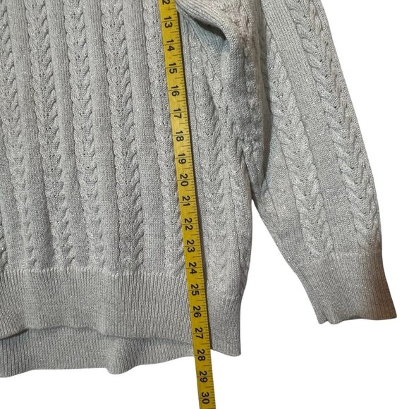Athleta Women Wool Blend Crew Large Knit Sweater Bright White Metallic - Picture 5 of 9